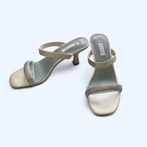 Embellished Tapered Heel Dress Sandals White by Nine West size 7.5